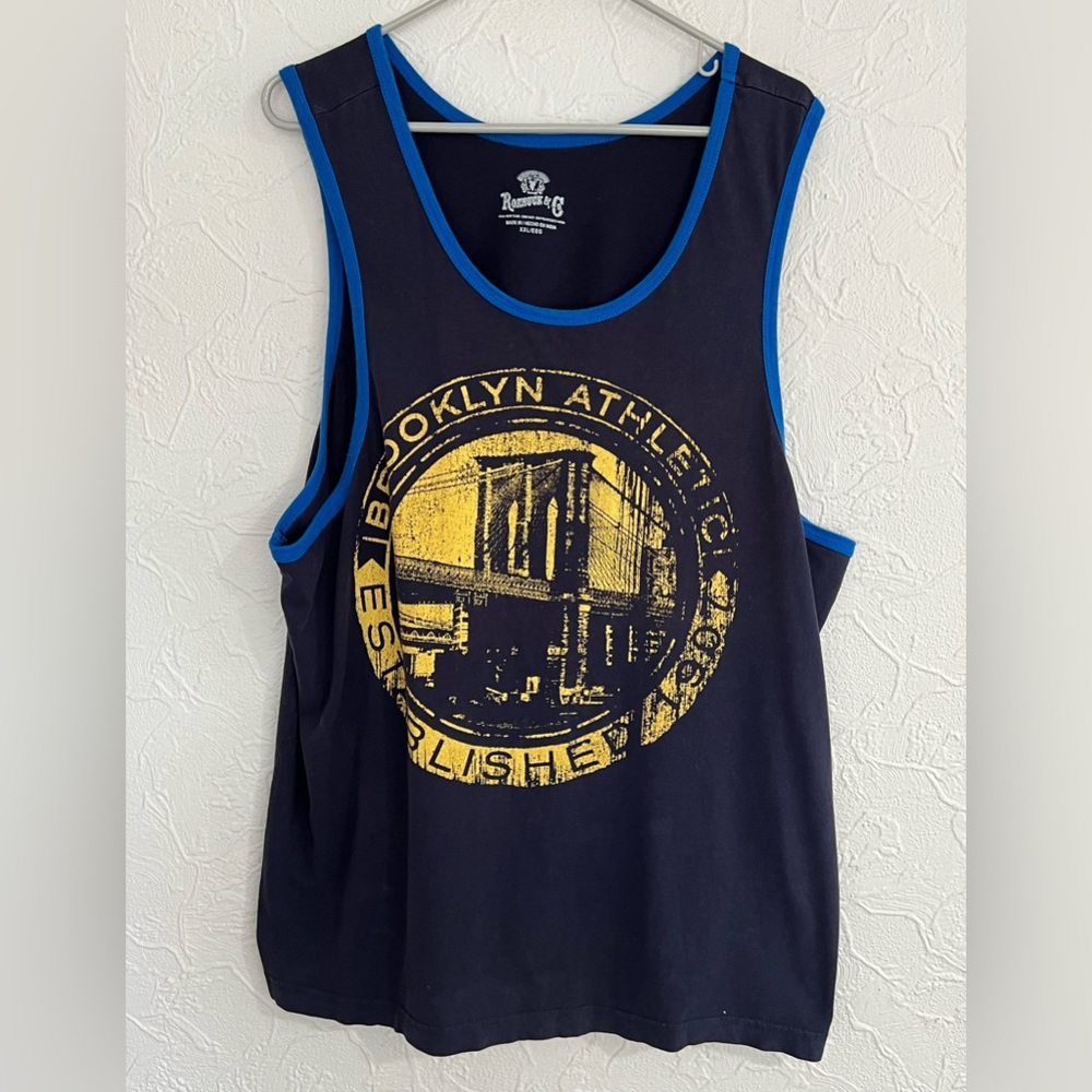 Roebuck & Co. Men’s Blue Brooklyn Bridge Print 100% Cotton Tank Top Size XXL
